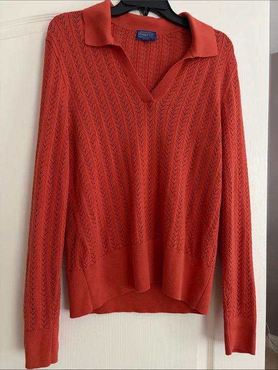 Pendleton Sweaters - NWOT Pendleton Knit Polo V-neck Sweater in Rust Color